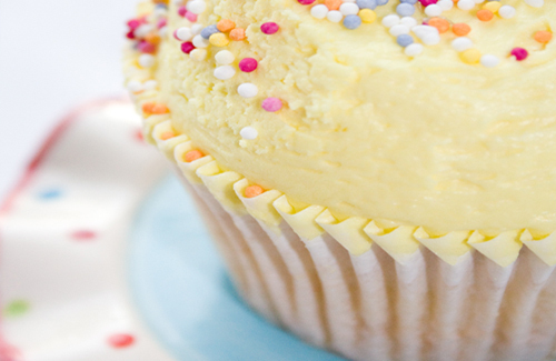 Tangy sprinkletopped cupcakes to serve at your next tea and cake soiree 