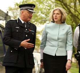 Home secretary Theresa May on patrol with police in London