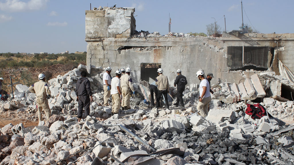 Wreckage in Idlib, Syria, attributed to a Russian air strike (Getty)