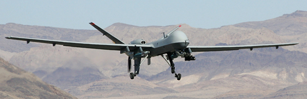 A Reaper drone takes off from a US airbase. (Getty)
