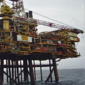 Gannet Alpha oil platform in the North Sea, the site of the Shell leak (video grab)