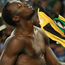 Usain Bolt crashes out of the 100m final at the World Athletics Championships. (Getty)