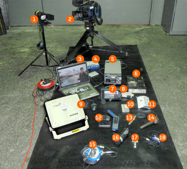 Cameraman Stuart Webb's kit.