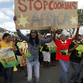Climate change protestors in Durban (Reuters)