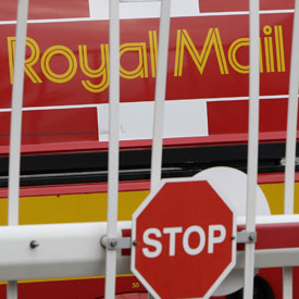Royal mail van with Stop sign (Reuters)