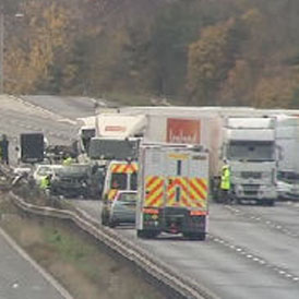 Police investigating Friday night's crash on the M5 in Somerset are investigating whether a fireworks display could be the cause of bad road conditions 