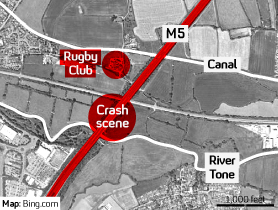 The location of the M5 pile-up