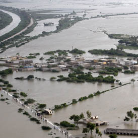Flood hit village in Sindh