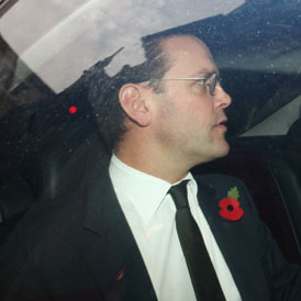 James Murdoch leaves Portcullis House after giving evidence for a second time to a commons committee over phone hacking allegations (Getty)