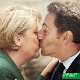 Furore over images like this of Merkel and Sarkozy is not new for Benetton (United Colors of Benetton) 