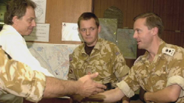 Lt Col Mercer (right) meeting Tony Blair
