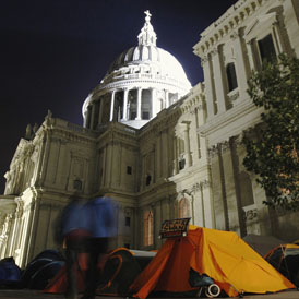 St Paul's protest at night (Reuters)