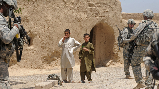9/11 ten years on: US soldiers in a village in Afghanistan. (Getty)