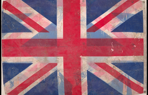 British Union Jack flag recovered from amongst the wreckage of the World Trade Center, New York.