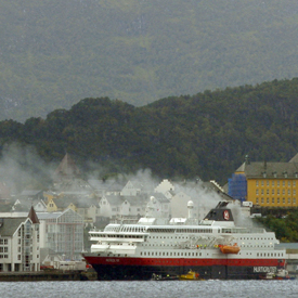 Hundreds evacuated after Norwegian ship catches fire