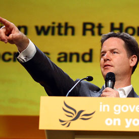 Nick Clegg at the Lib Dem conference (Getty images)