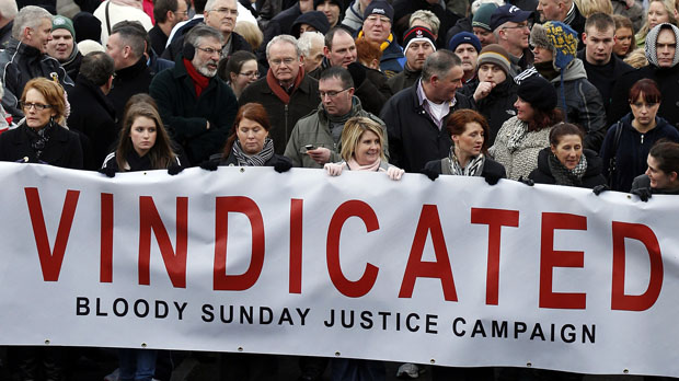 Bloody Sunday campaigners including former Sinn Fein President Gerry Adams (Reuters)