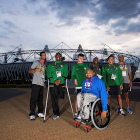 Brazilian Paralympic athletes outside the Olympic Stadium (Getty) 