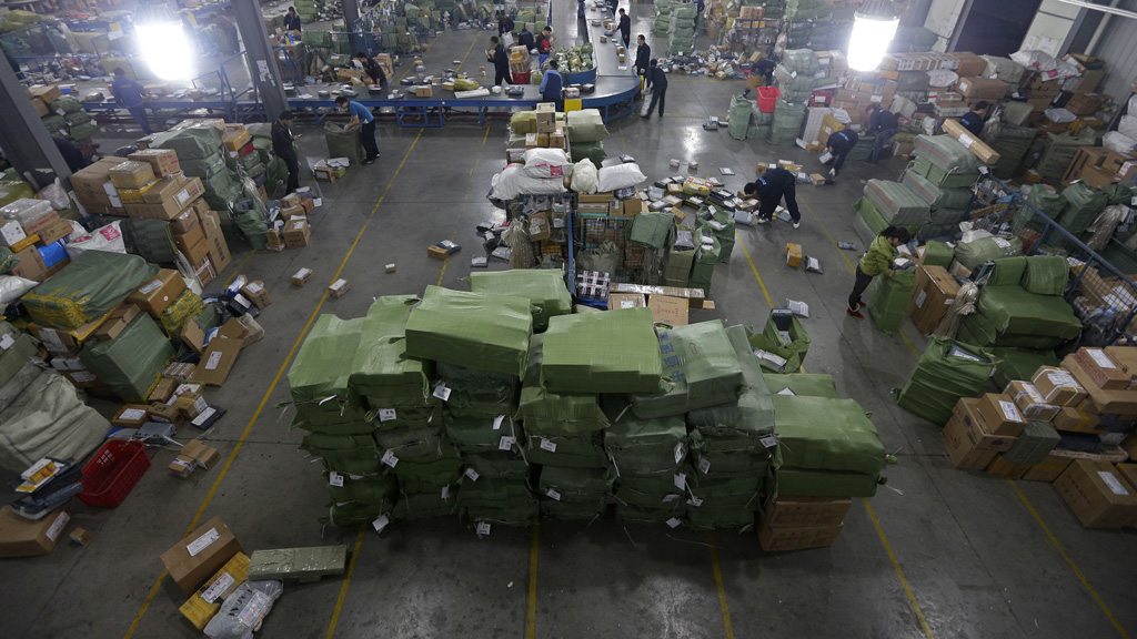 A warehouse full of parcels ready to send to online shoppers. (Reuters) 