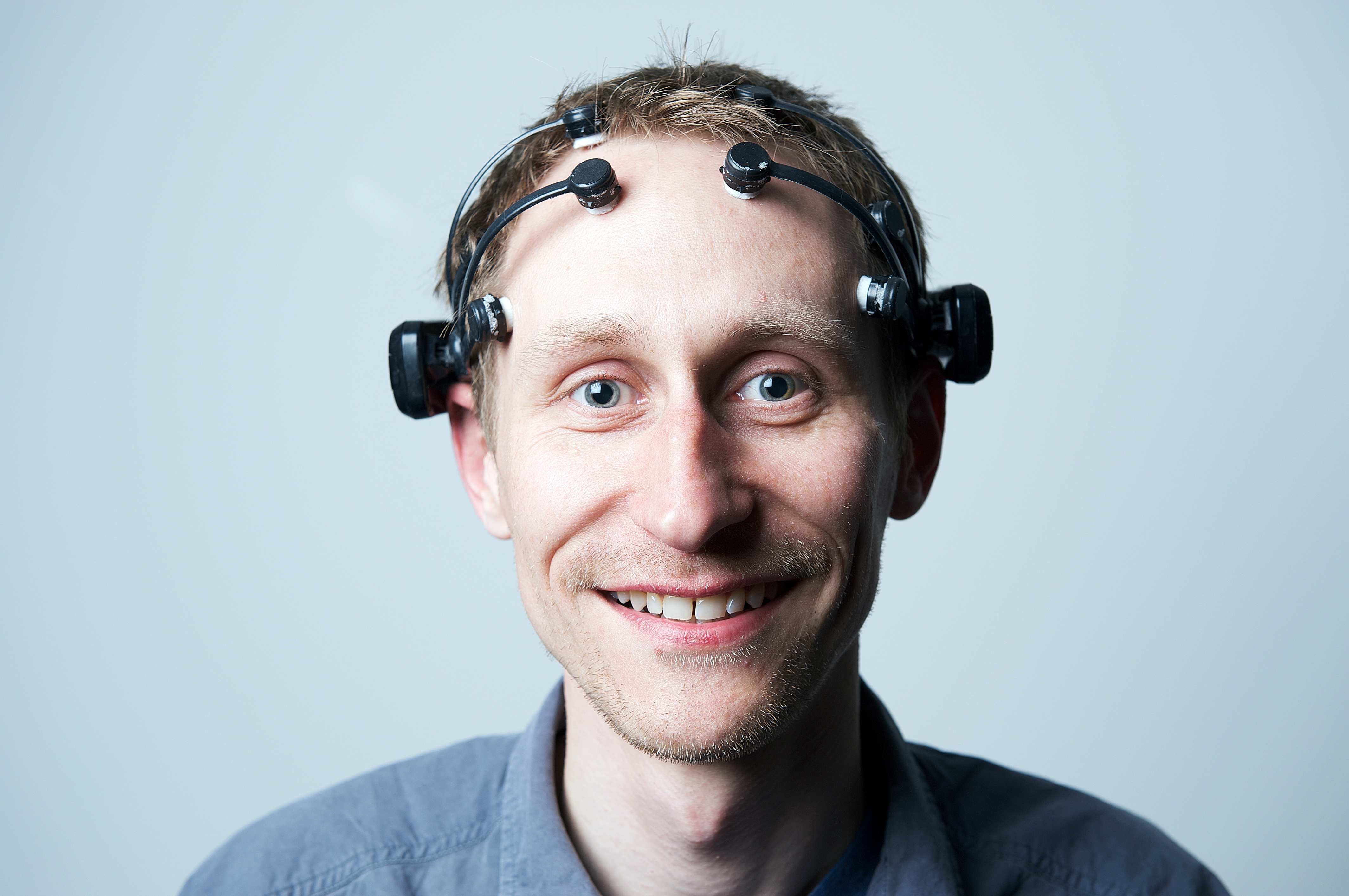 IBM's Kevin Brown wearing the Emotiv headset