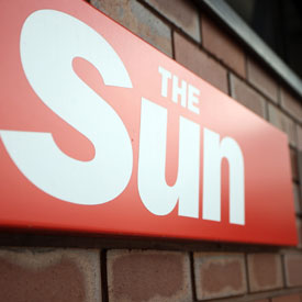 Sun nameplate outside Wapping HQ (Getty)