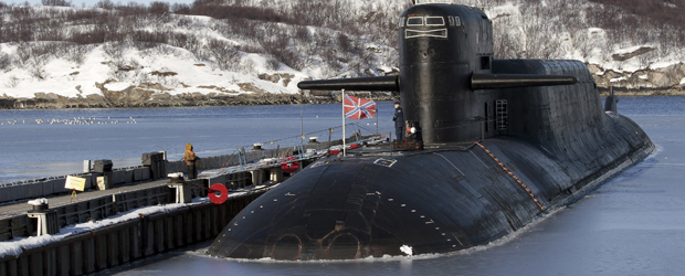 A view shows Russia's nuclear-powered submarine Yekaterinburg at a Russian navy base in Murmansk region (Reuters)