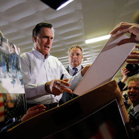 Romney campaigning in New Hampshire (Reuters)