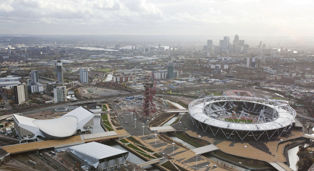 Aerial view of the London 2012 Olympic Park (Reuters.)