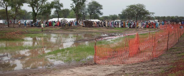 Swampy conditions at a South Sudanese refugee camp (Channel 4 News)