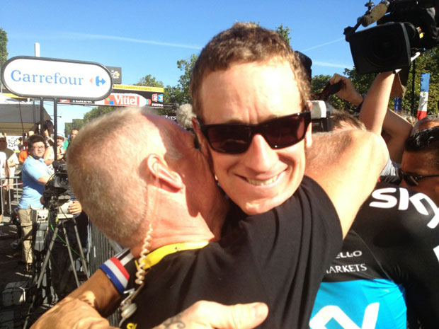 Brad with his coach after TDF win 