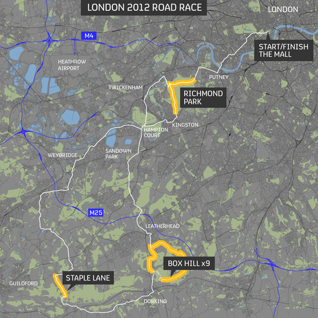 London 2012 Road Race Map