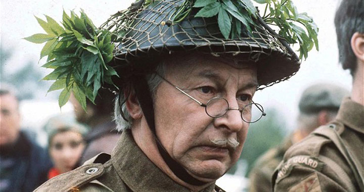 Clive Dunn on location filming Dad's Army (pic: Getty)