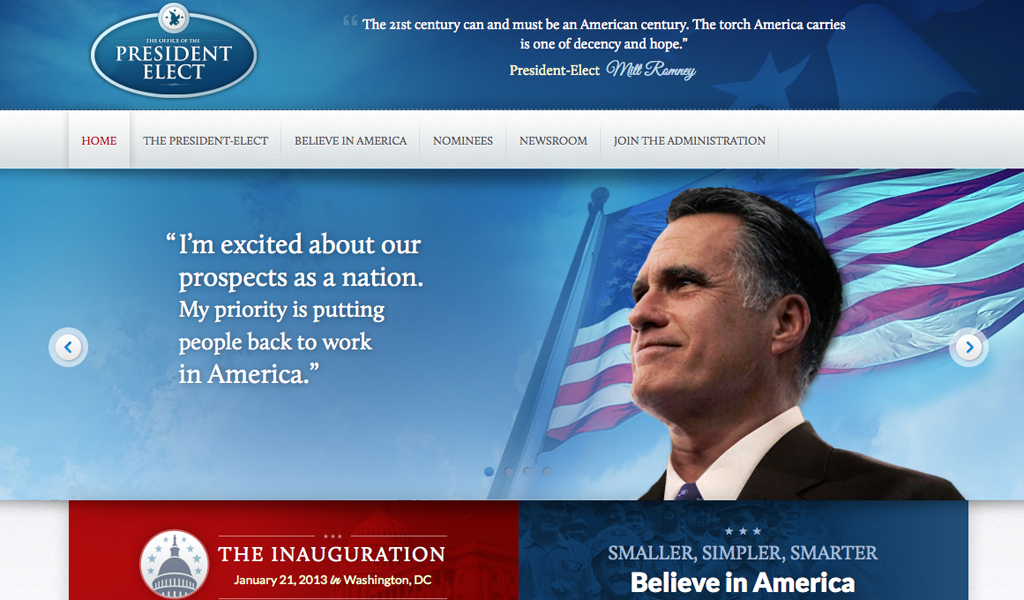 'President' Romney's website gaffe (Taegan Goddard of Political Wire)