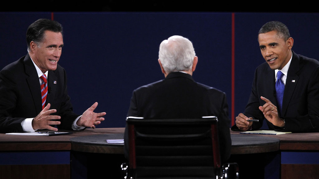 Romney (l) and Obama (r) in Monday's debate (pic: Reuters)