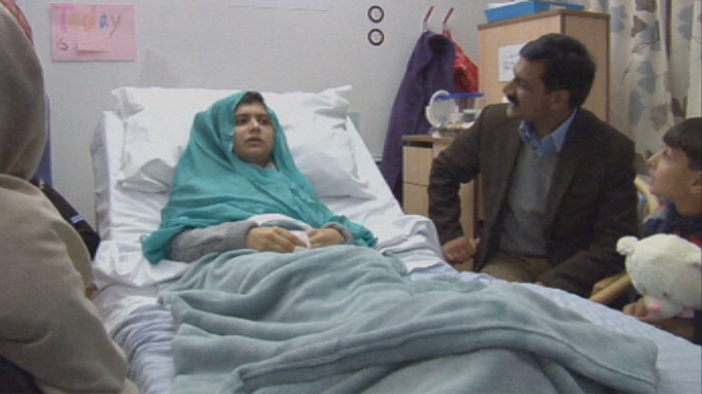 ala Yousafzai's family has visited her in hospital in Birmingham. 