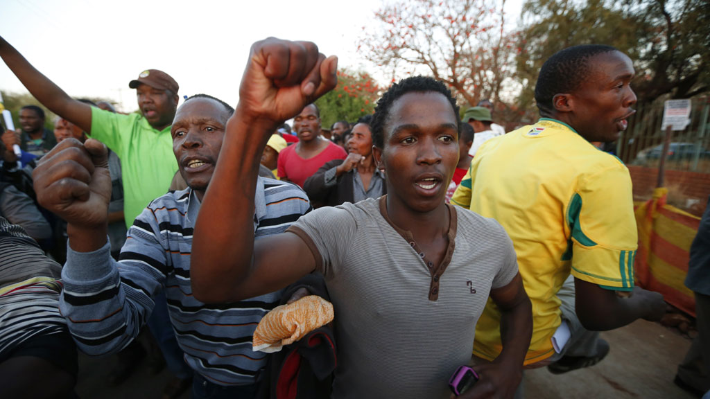Striking miners at the Marikana plant in South Africa (Reuters)