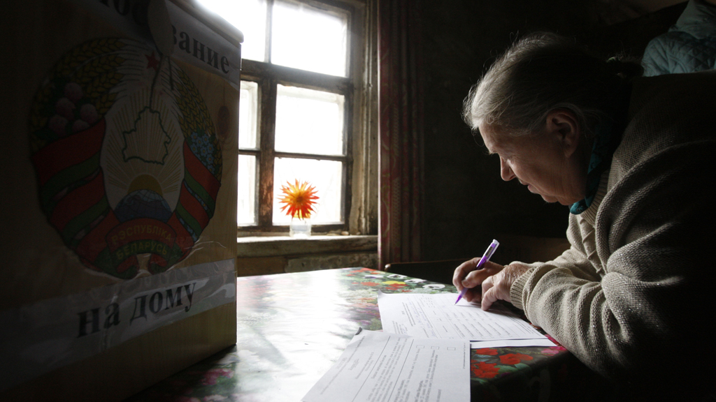 A voter in the 2012 disputed election of Belarus (Reuters)