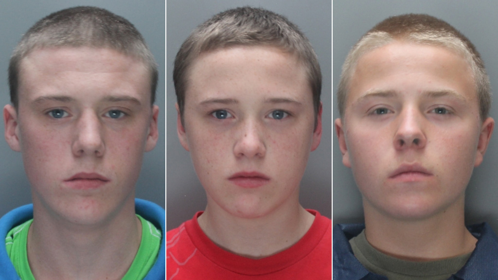 (l-r) Brandon Doran, Connor Doran and Simon Evans, who have been jailed for the murder of a homeless man, Kevin Bennett (pictures: Merseyside Police)
