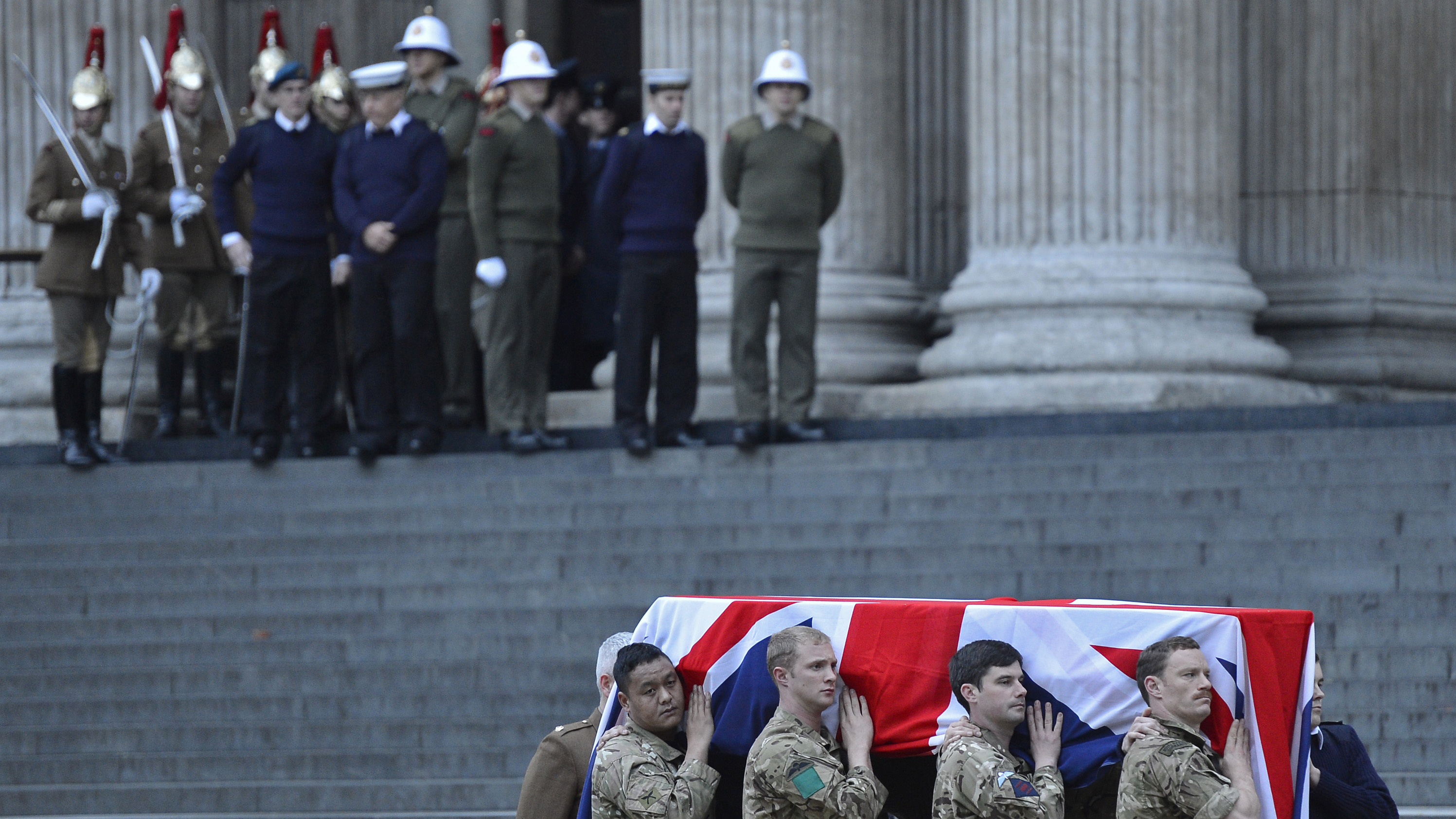 Soldiers rehearse for Lady Thatcher's funeral