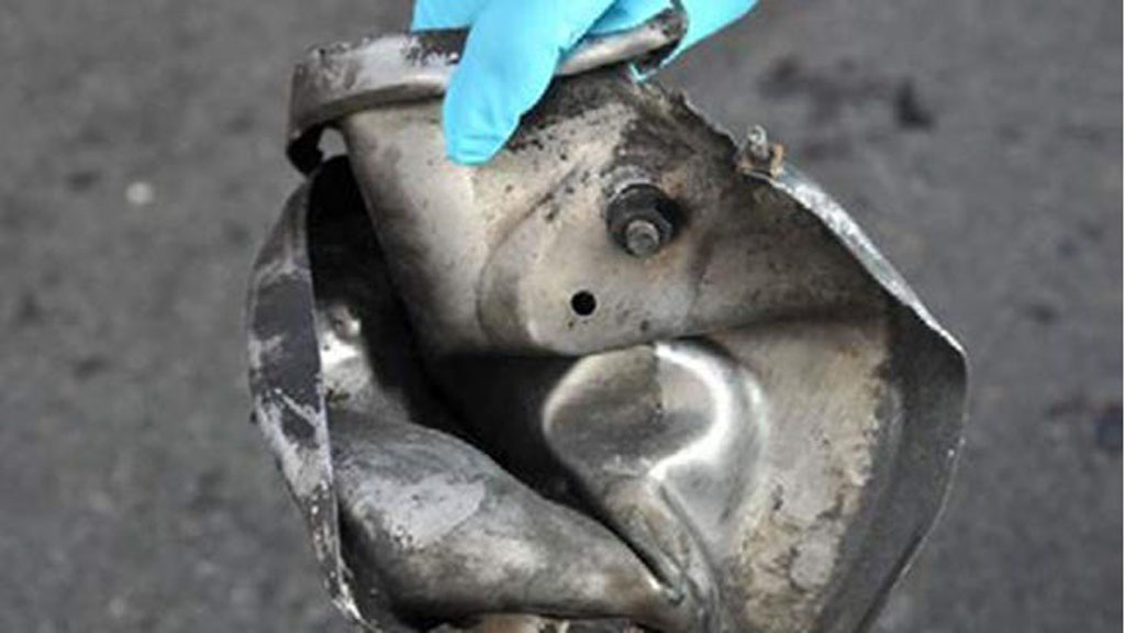 Fragment of Boston Marathon pressure cooker bomb (FBI)