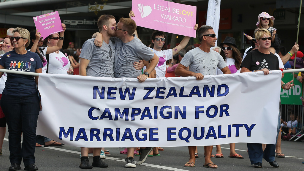 Gay marriage campaigners in New Zealand (Getty)