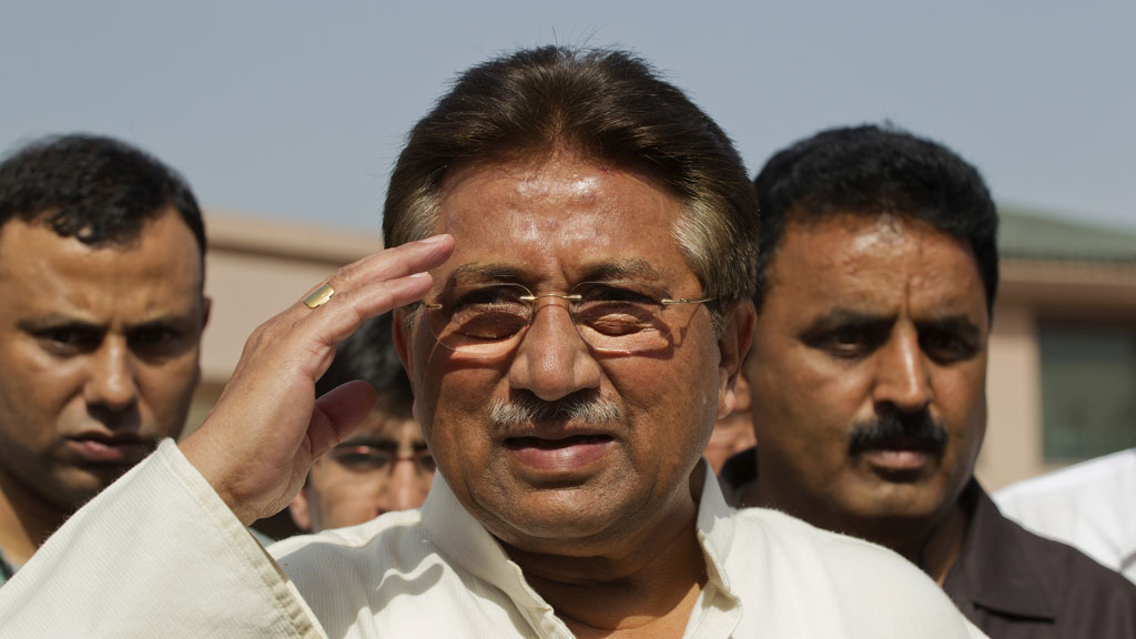 The former Pakistani president Pervez Musharraf is arrested at his home in Islamabad after fleeing a court which had ordered his detention (Reuters)