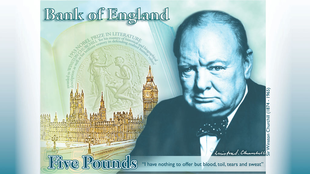 Winston Churchill to appear on a five pound bank note (Bank of England)