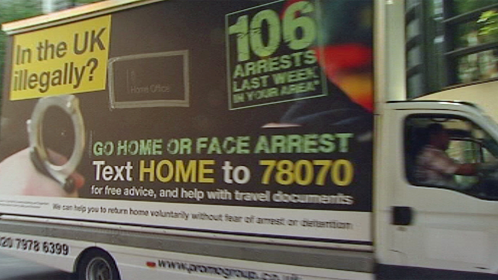 Two-thirds of responses to government 'go home' vans were hoaxes, Home Office says