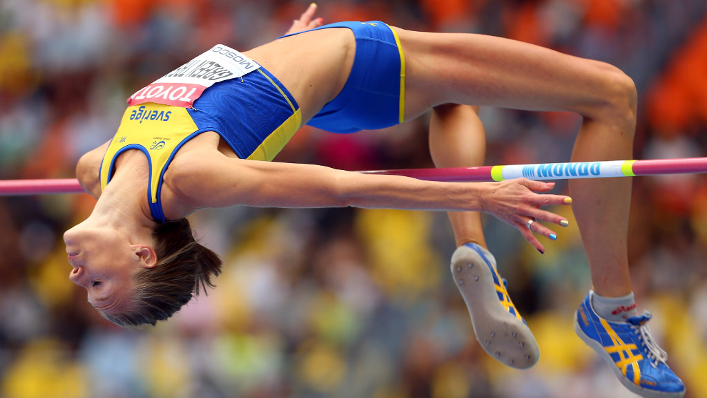 Emma Green Tregaro of Sweden competes in the Women's High Jump qualification during Day Six of the 14th IAAF World Athletics Championships Moscow 2013 