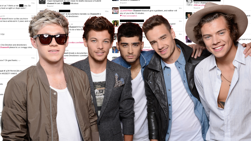 Thousands of One Direction fans vent their anger on Twitter over a Channel 4 show (pictures: Twitter and Getty)