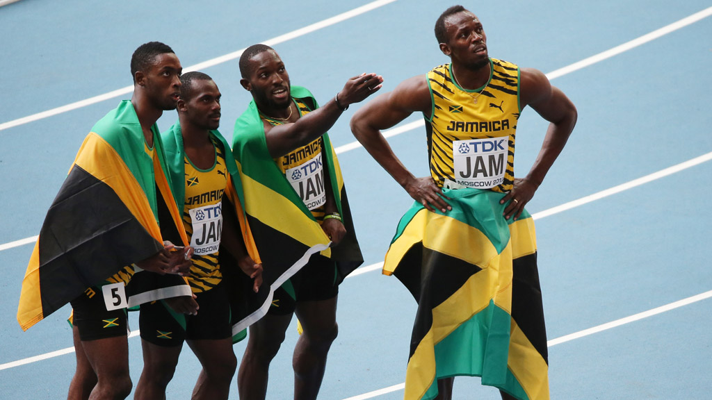 Usain Bolt and his 4 X 100 relay teammates (Getty)