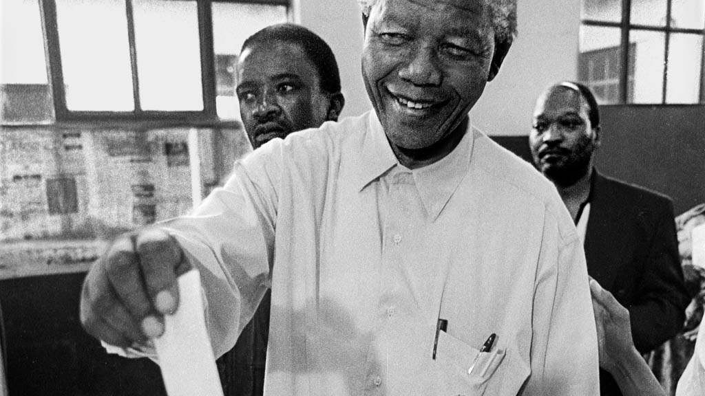  Nelson mandela votes for the first time in his life, Ohlange school, Inanada, march 26 1994 (Photo by South Photography/Gallo images/Getty Images)