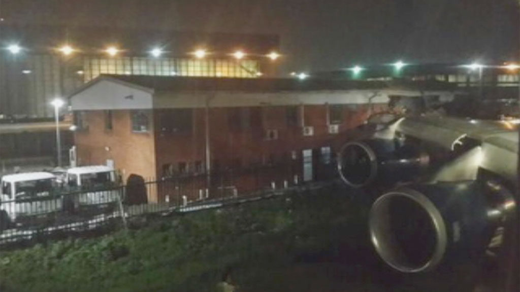 Aircraft wing rips through Johannesburg building