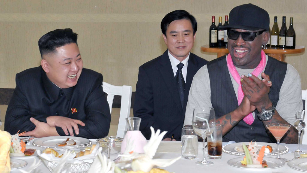 Dennis Rodman and Kim Jong-un on Rodman's first Paddy power backed trip to North Korea (picture: Reuters)